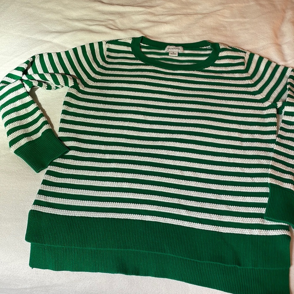 Liz Claiborne Striped Green/white Crewneck Sweater size XL